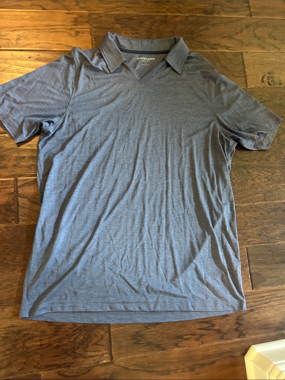 Johnston & Murphy Heather Blue V-Neck Polo Shirt